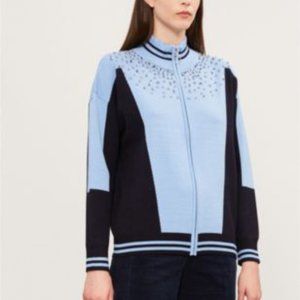 Sandro Embellished Half Zip Knit Jumper Sweater